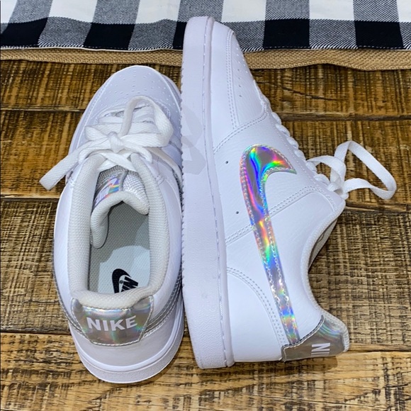 Nike Shoes - Nike Court Vision Iridescent Low Sneaker White 8.5